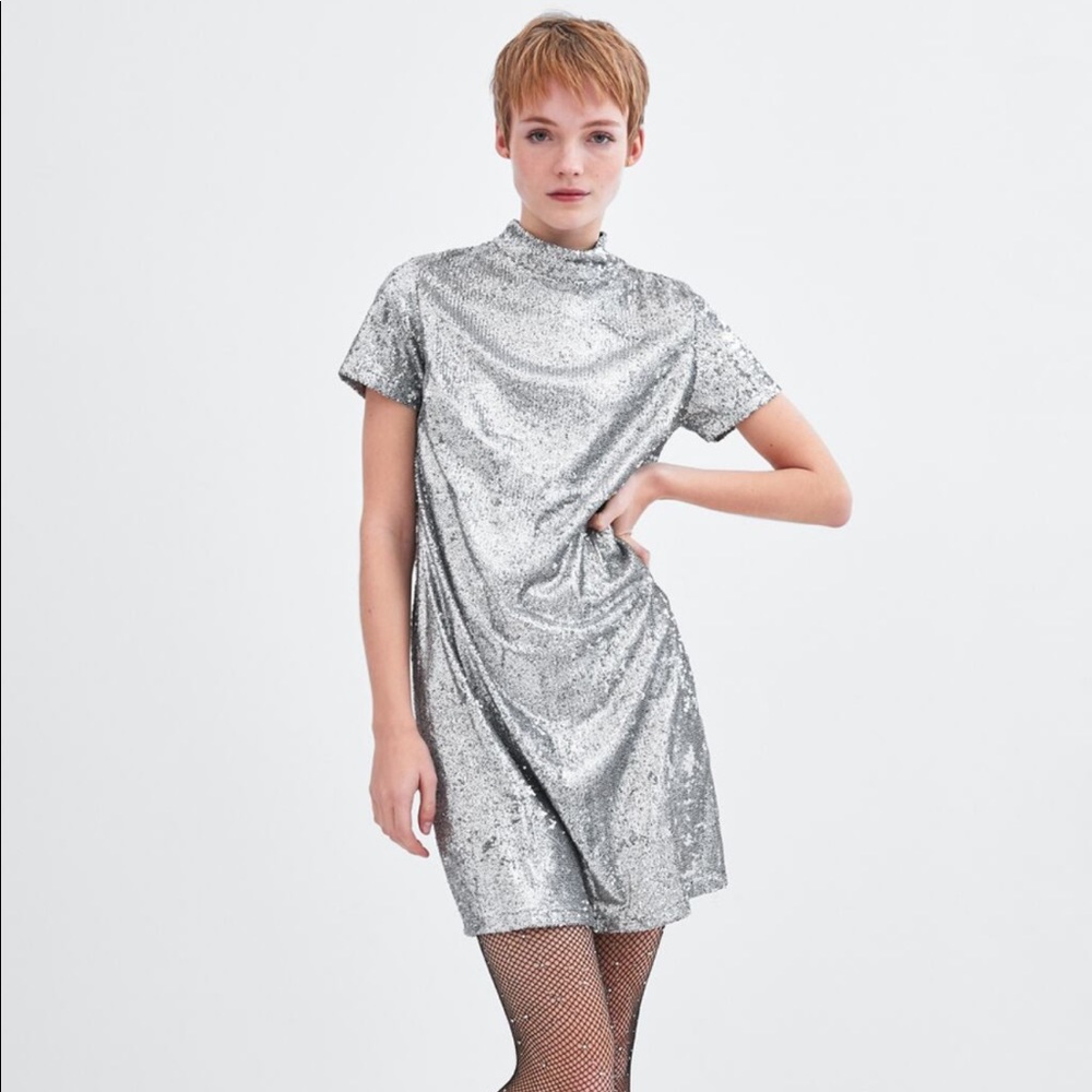 Zara, silver sparkly dress